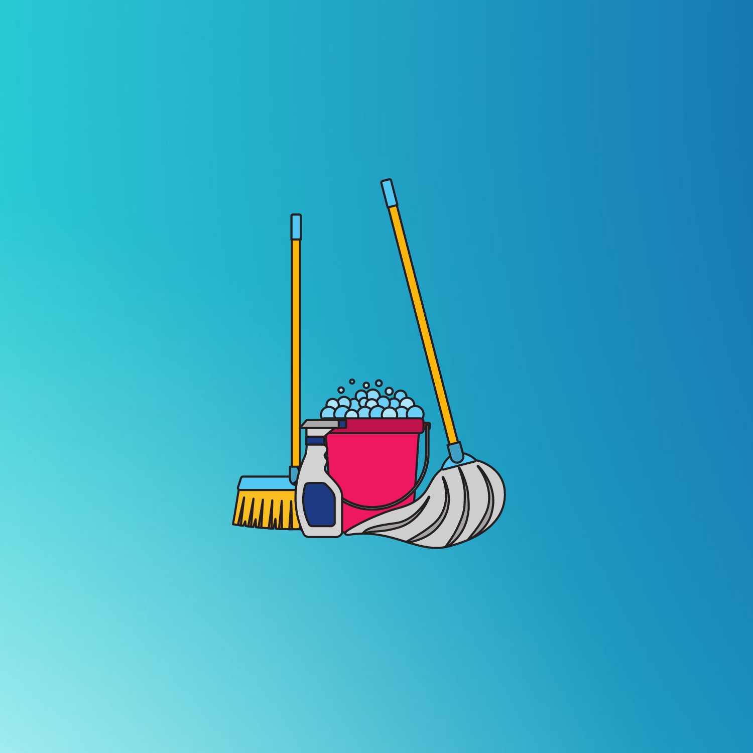 Detailed home cleaning illustration